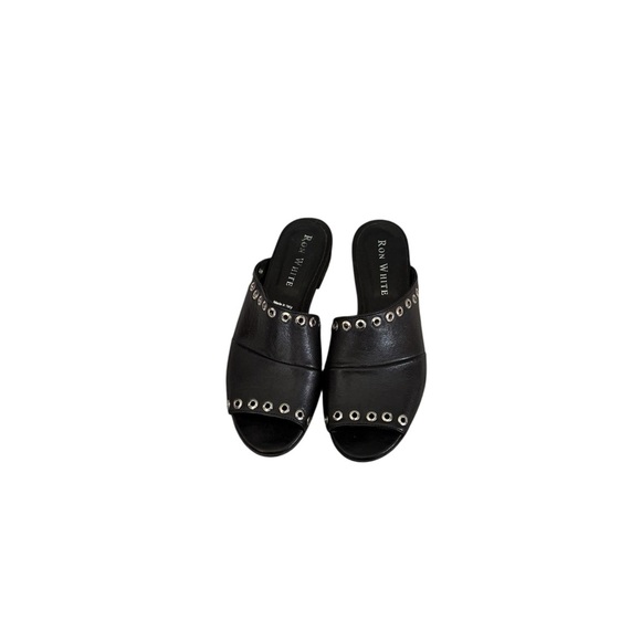 RON WHITE Black Studded Women's Slides Mules - Picture 5 of 13